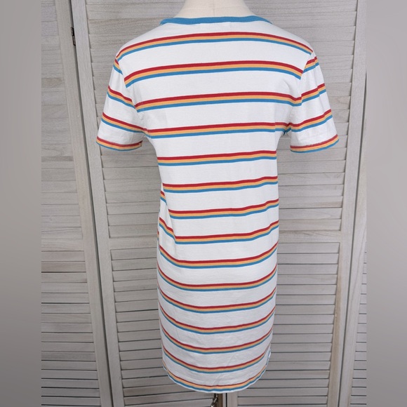 VANS T-Shirt Dress Short Sleeves White/Multi Stripe-XS - Picture 3 of 4
